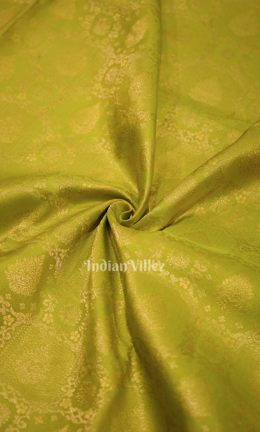 Mehendi Green Floral Brocade Pure Kanjivaram Silk Saree