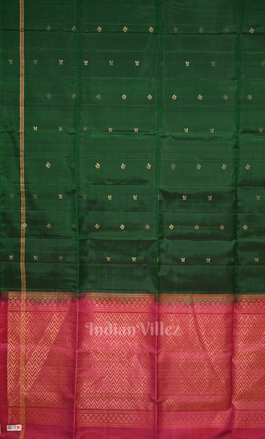 Green Pink Pure Kanjivaram Soft Silk Saree