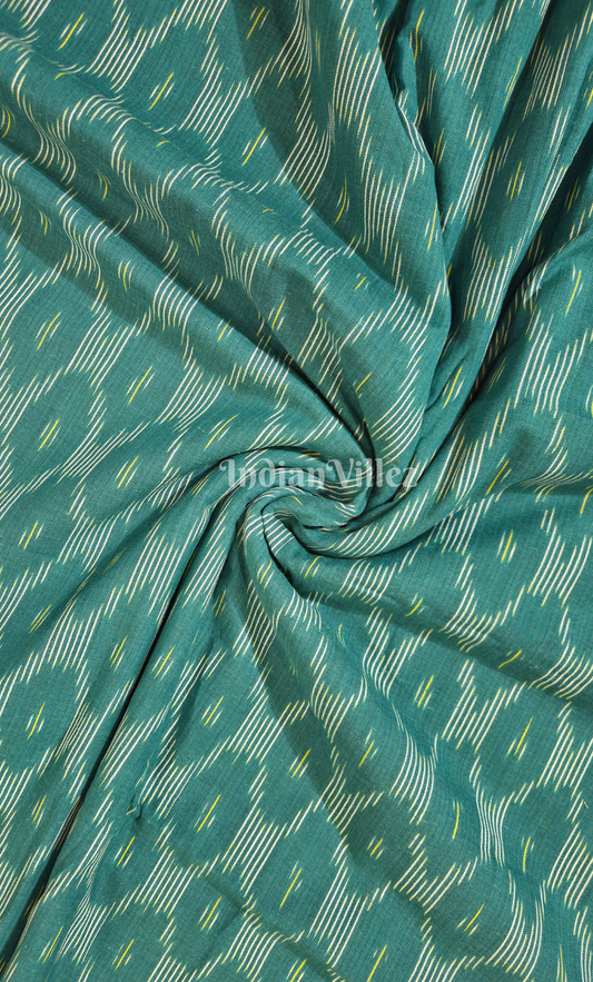 Peaock Green Pochampally Ikat Cotton Fabric
