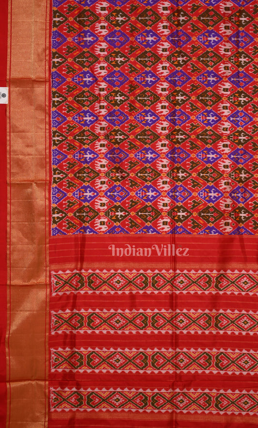 Dark Red Pochampally Ikat Silk Saree