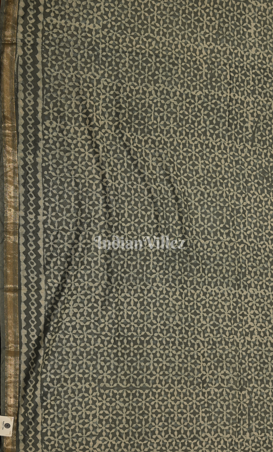 Ash Grey Dabu Block Printed Crepe Suit Sets