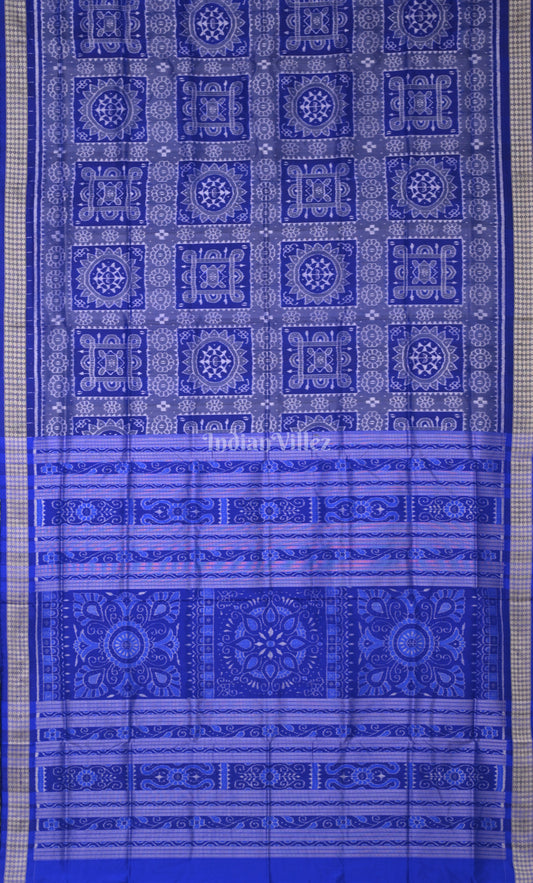 Royal Blue Jhoti Theme Odisha Ikat Sambalpuri Silk Saree