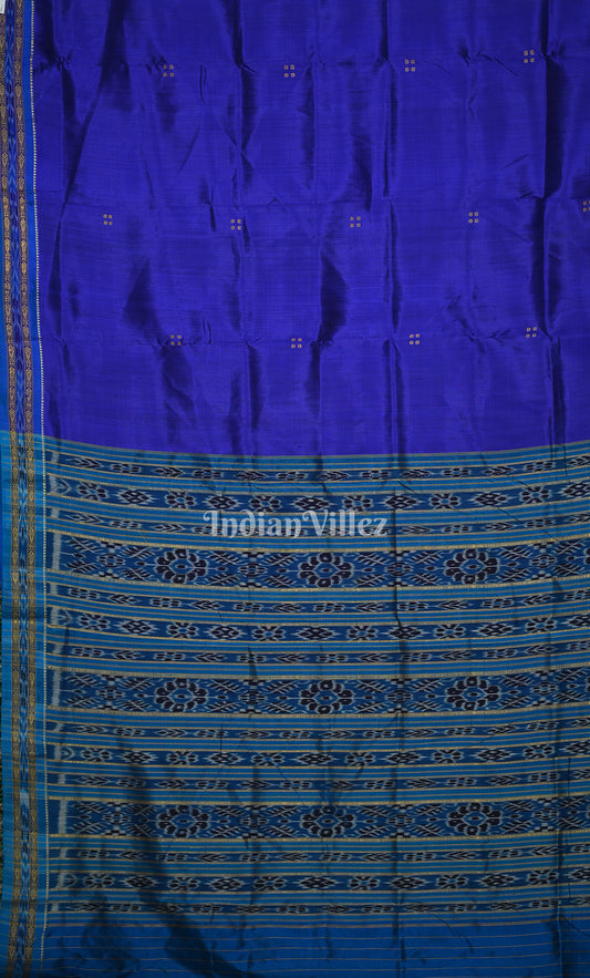 Royal Blue Buti Design Odisha Ikat Khandua Silk Saree