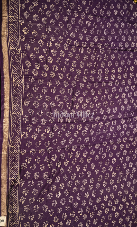 Purple Block Printed Cotton Suit Sets