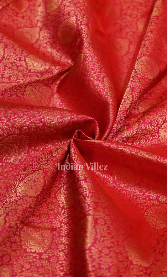 Red with Pink Dual Tone Brocade Pure Kanjivaram Silk Saree