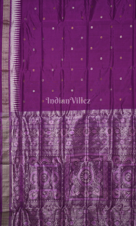 Purple Buti Odisha Ikat Bomkai Half Tissue Silk Saree
