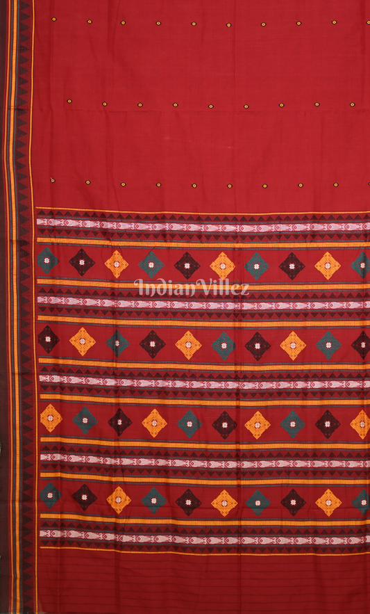 Red Odisha Handloom Dongaria Cotton Saree