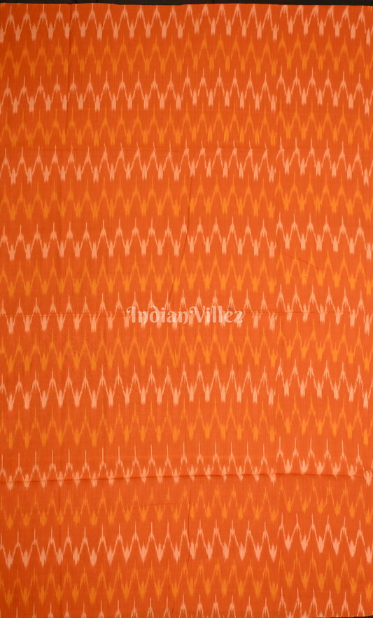 Dark Orange Pochampally Ikat Cotton Unstitched Suit Sets