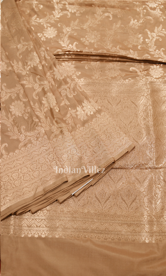 Exclusive Designer Beige Meenakari Pure Katan Banarasi Silk Saree