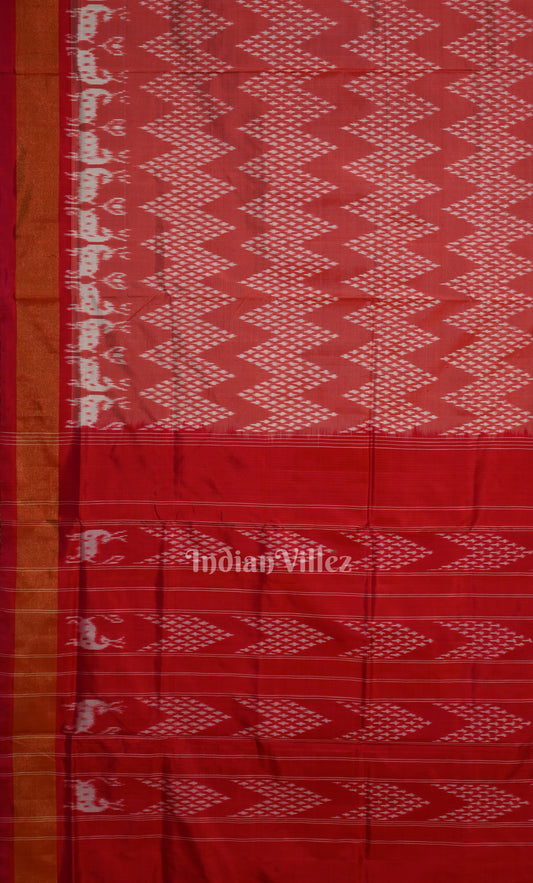 Red Pochampally Ikat Silk Saree