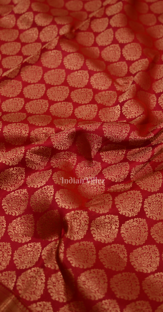Exclusive Bridal Red Brocade Pure Kanjivaram Silk Saree