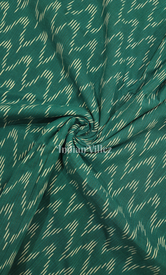 Rama Green Pochampally Ikat Cotton Fabric