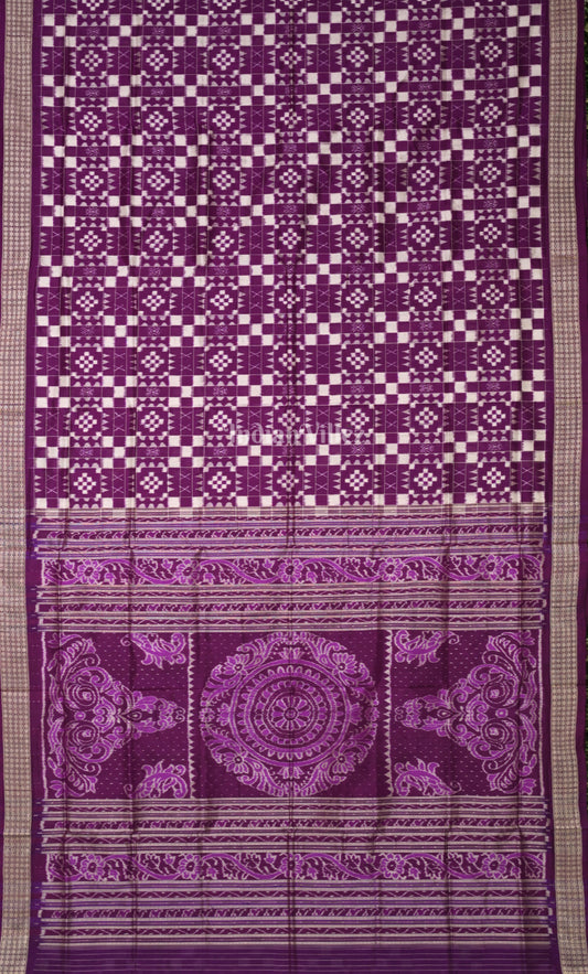 Purple Pasapali Odisha Ikat Sambalpuri Silk Saree