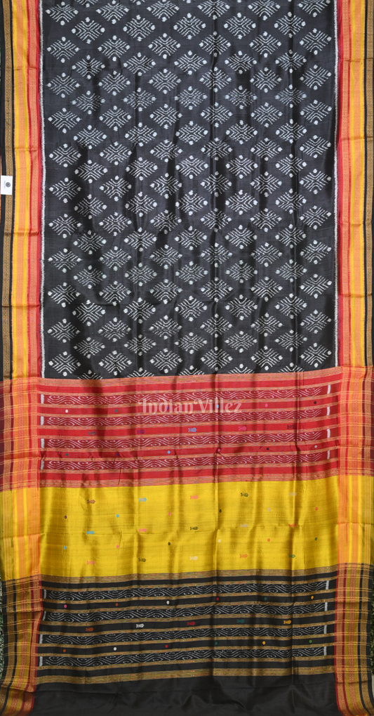 Black with Multicolor Kathiphera Odisha Ikat Khandua Silk Saree