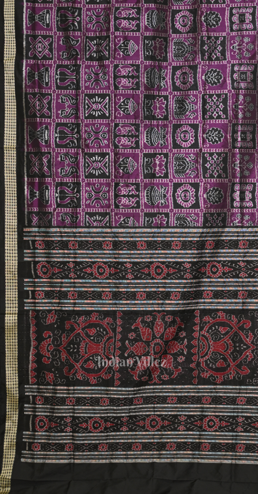 Exclusive Purple Black Nabakothi Odisha Ikat Sambalpuri Silk Saree