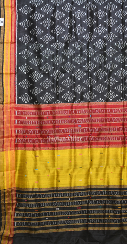 Black with Multicolor Kathiphera Odisha Ikat Khandua Silk Saree