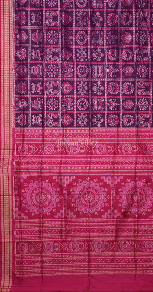 Purple Wine Nabakothi Odisha Ikat Sambalpuri Silk Saree