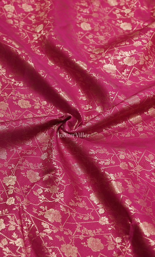 Magenta Pink Pure Brocade Kanjivaram Silk Saree
