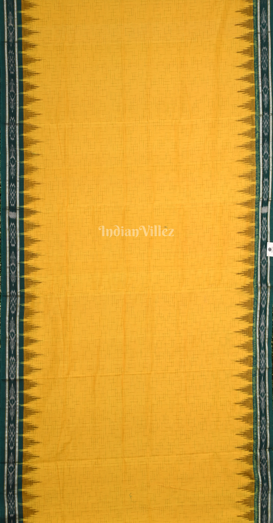 Yellow Green Jharana Maniabandha Cotton Saree