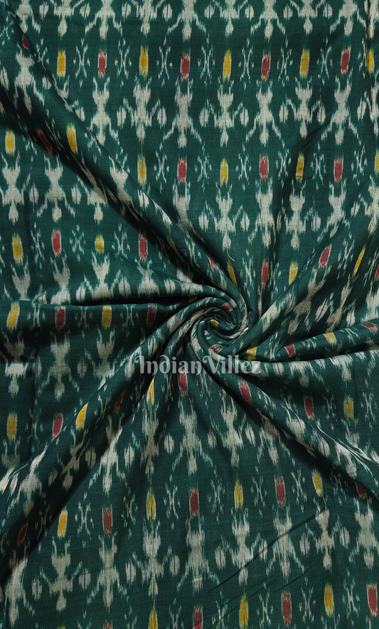 Green Tribal Theme Odisha Ikat Sambalpuri Cotton Fabric
