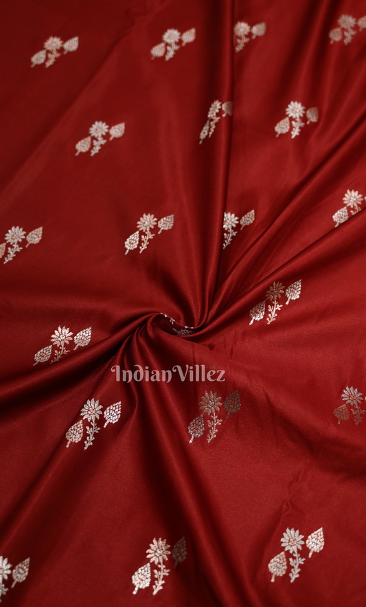 Maroon Sona Roopa Boota Pure Mashru Satin Silk Banarasi Saree