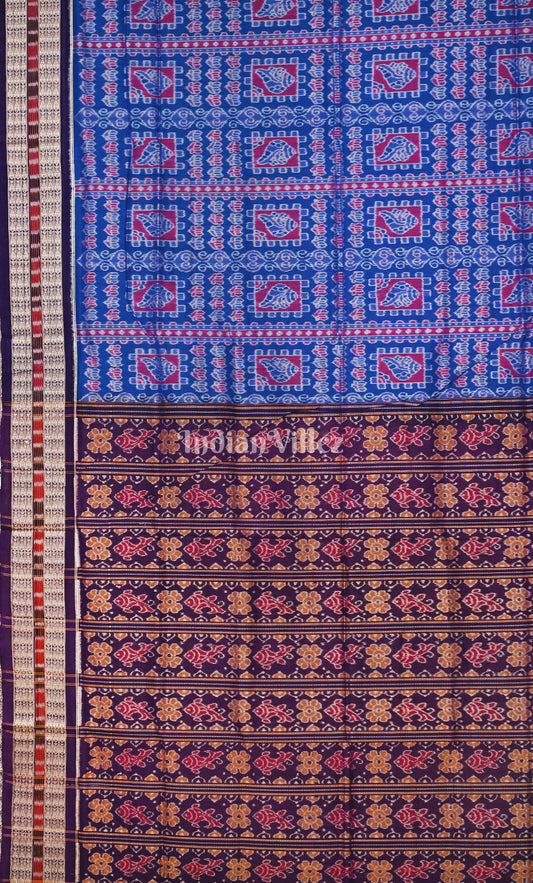 Navy Blue Purple Odisha Ikat Sambalpuri Cotton Saree