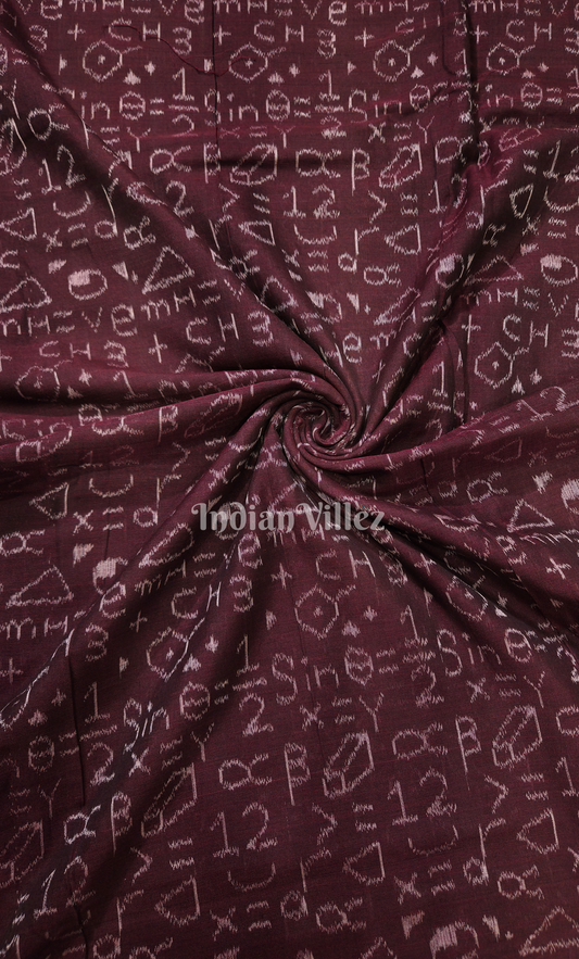 Coffee Chemical Formula Theme Sambalpuri Odisha Ikat Cotton Fabric