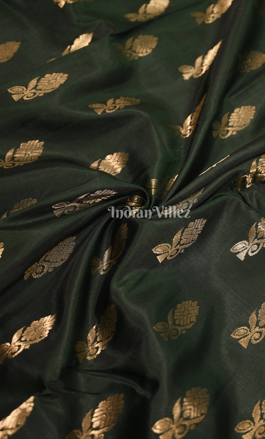 Bottle Green Zari woven Pure Kanjivaram Silk Saree