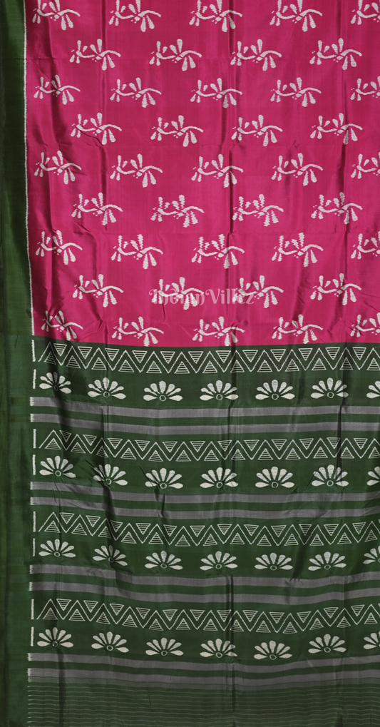 Pink Bottle Green Contemporary Designer Silk Saree