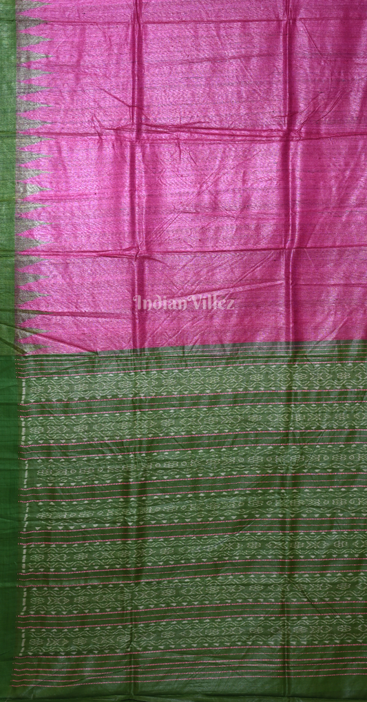 Magenta Pink Green Fine Gopalpur Tussar Silk Saree