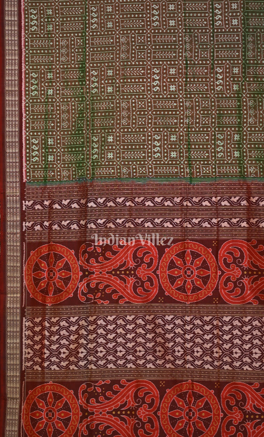 Maroon Tribal Theme Odisha Ikat Sambalpuri Silk Saree