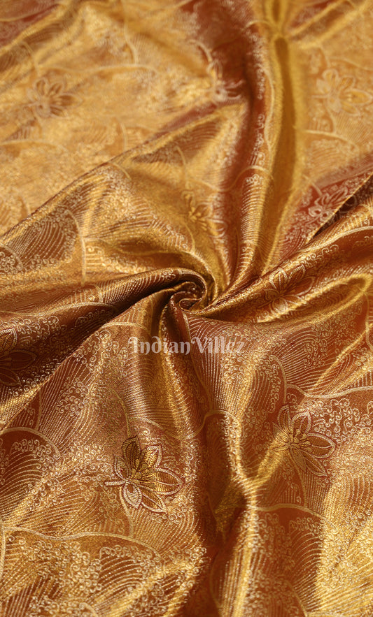 Golden Yellow Brocade Pure Kanjivaram Tissue Silk Saree