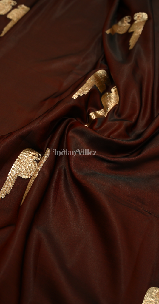 Purple Wine Zari Mashru Satin Banarasi Silk Saree