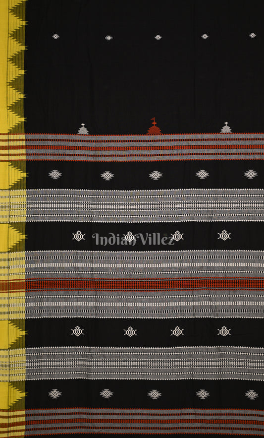 Black Yellow Odisha Handloom Natural Dye Kotpad Tussar Saree