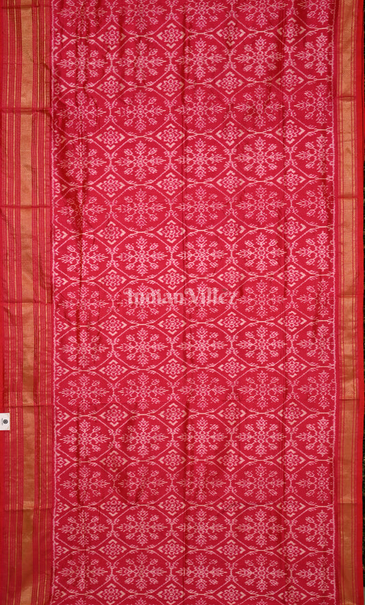 Deep Red Pochampally Ikat Silk Saree