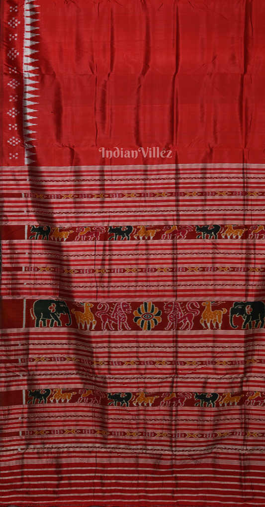 Maroon Double Pasapali Border Odisha Ikat Contemporary Designer Silk Saree