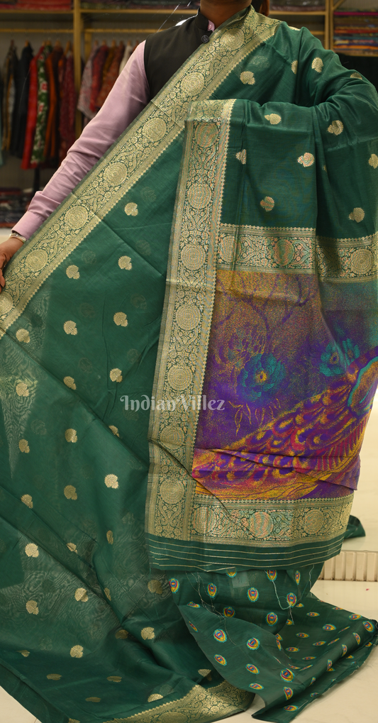Bottle Green Modal Silk Saree
