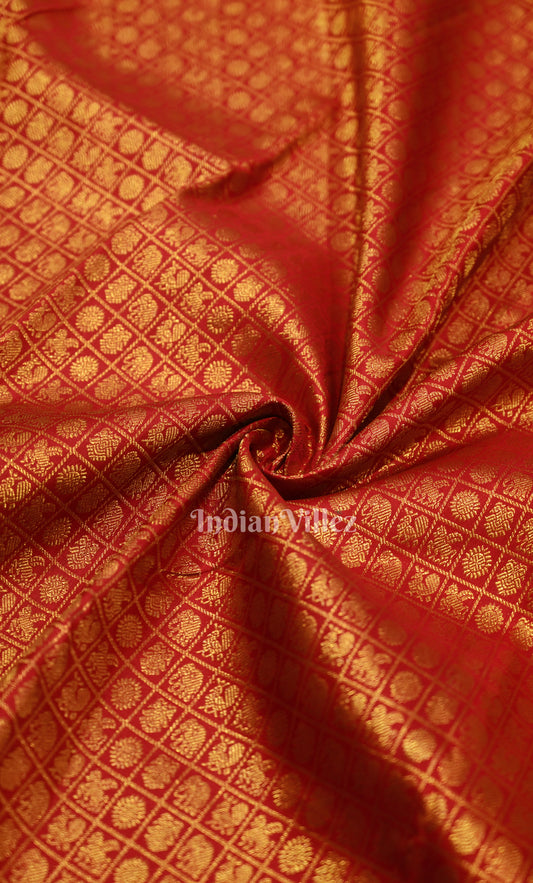 Bridal Red Annam & Chakram Brocade Pure Kanjivaram Silk Saree