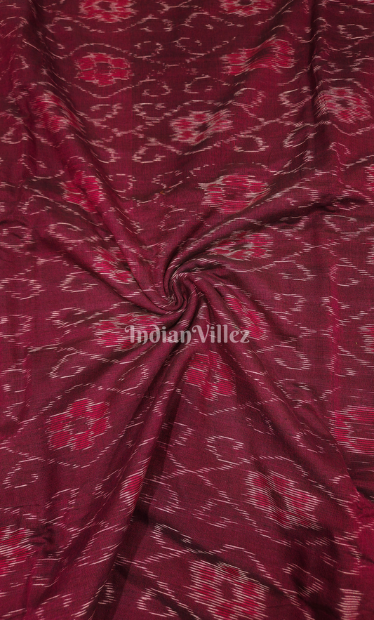 Maroon Floral Motif Odisha Ikat Sambalpuri Cotton Fabric
