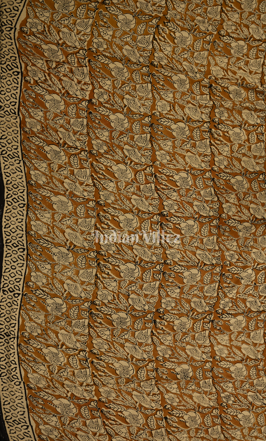 Cream Brown Bagru Block Printed Cotton Suit Sets