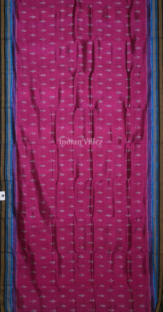 Magenta Pink Blue Mayur Chandrika Khandua Silk Saree