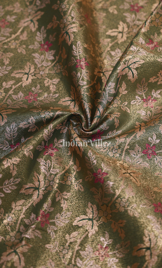 Green Purple Pure Kanjivaram Tissue Silk Saree