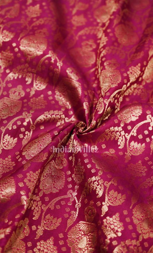 Rani Pink Brocade Pure Kanjivaram Silk Saree