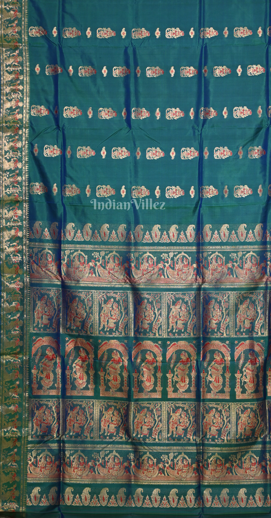 Peacock Green Handwoven Baluchari Silk Saree