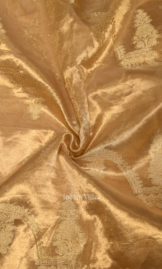 Ivory Gold Pure Katan Silk Banarasi Saree