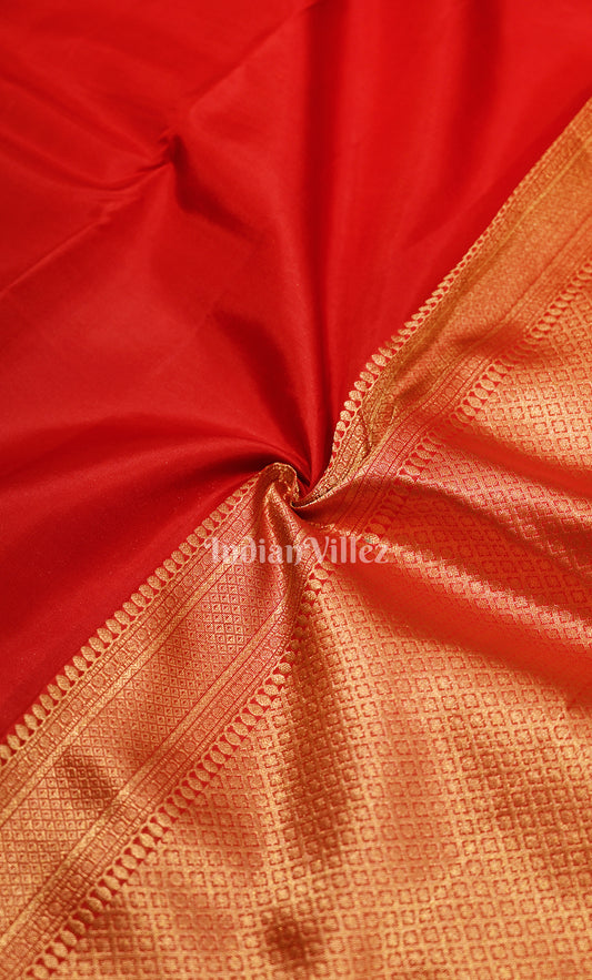 Bridal Wear Blood Red Brocade Pure Kanjivaram Silk Saree