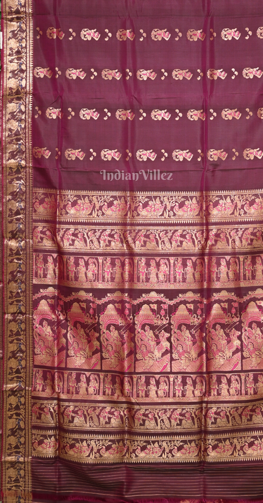 Maroon Handwoven Baluchari Silk Saree
