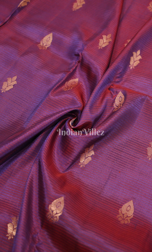 Purple Wine Blue Zari woven Pure Kanjivaram Silk Saree