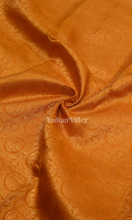 Orange Yellow Brocade Pure Kanjivaram Silk Saree