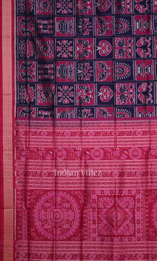 Blue Rani Pink Nabakothi Odisha Ikat Sambalpuri Silk Saree